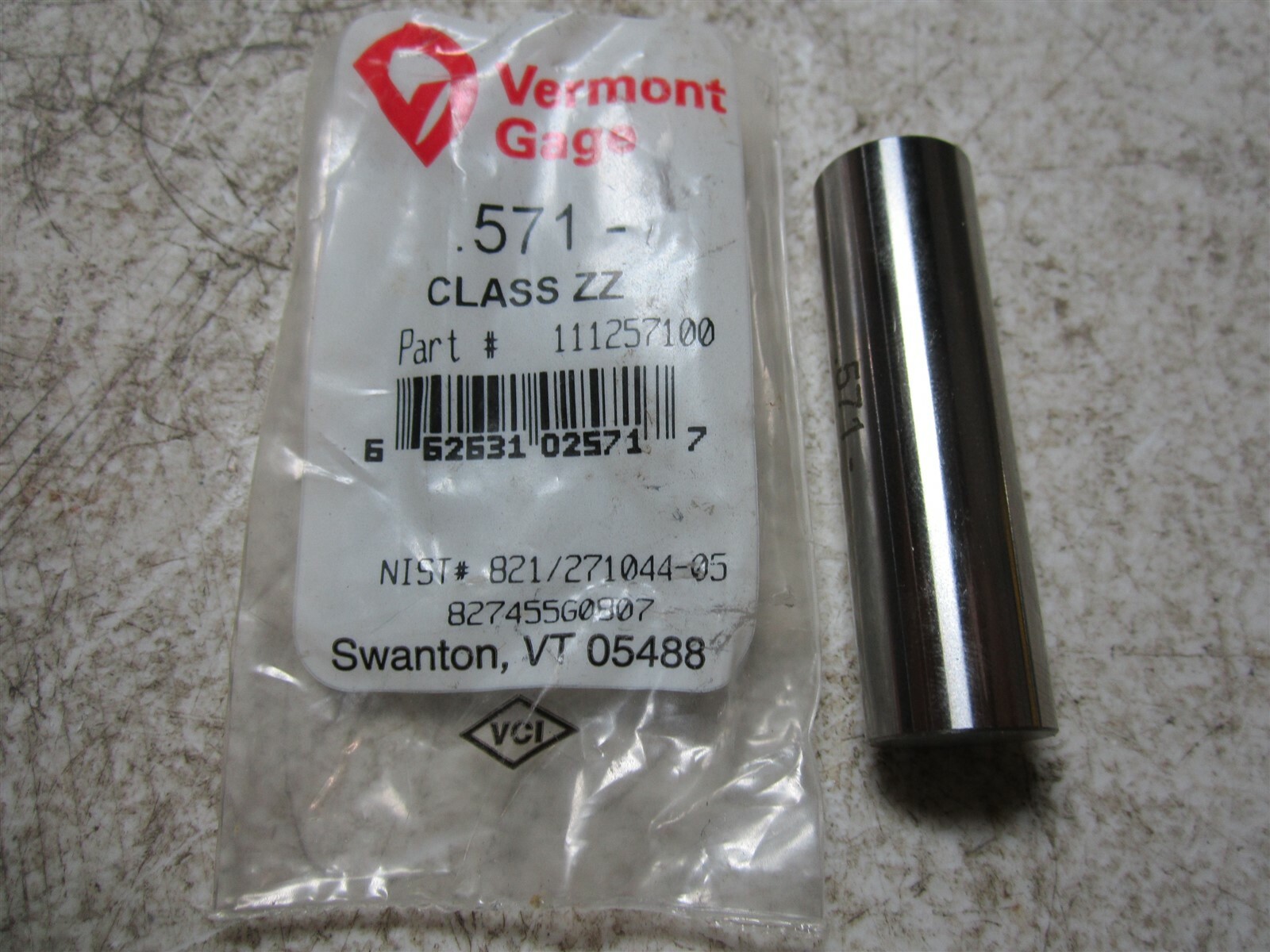 Vermont Gage (111257100) 0.571 Diameter Class ZZ Pin Gage