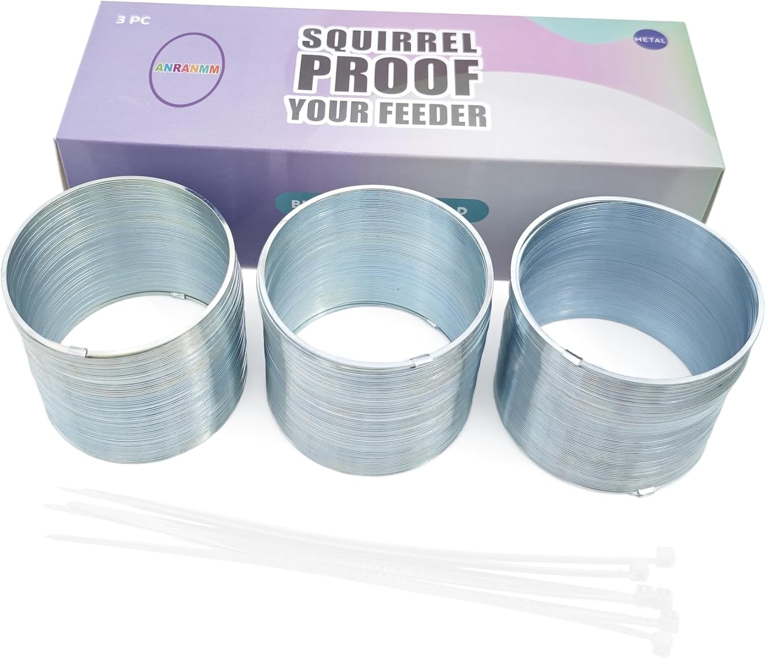 3 Pcs Outdoor Squirrel Baffle - Metal Spring Device, Anti Silver