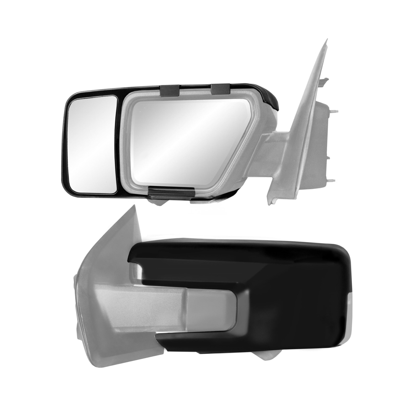 K Source Snap & Zap Custom Towing Mirror Pair for Ford F150, Black