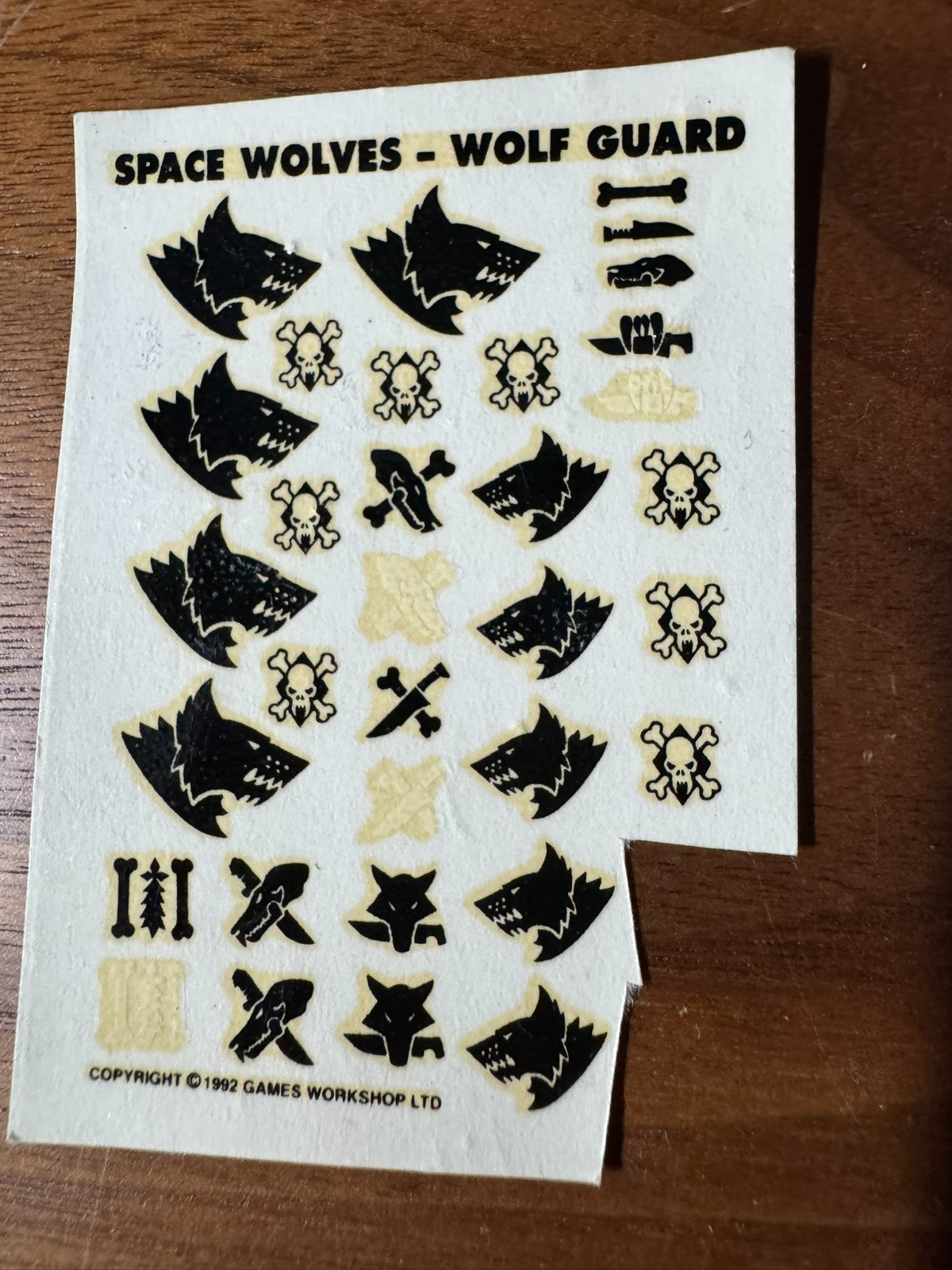 Space Wolves Wolf Guard 1992 OOP Games Workshop Warhammer 40k Transfer Sheet
