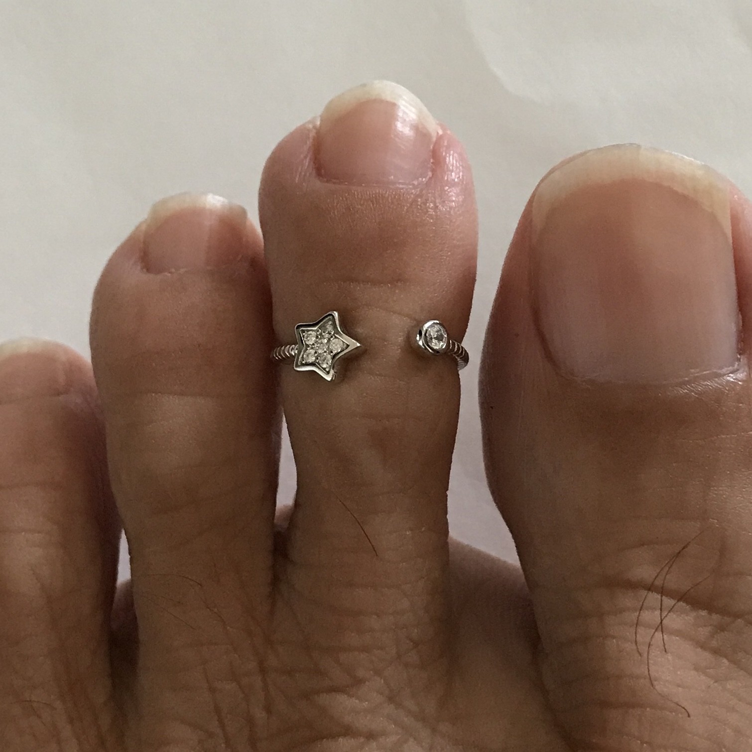 Sterling Silver Star CZ Toe Ring, Star Silver Rings, Celestial Ring