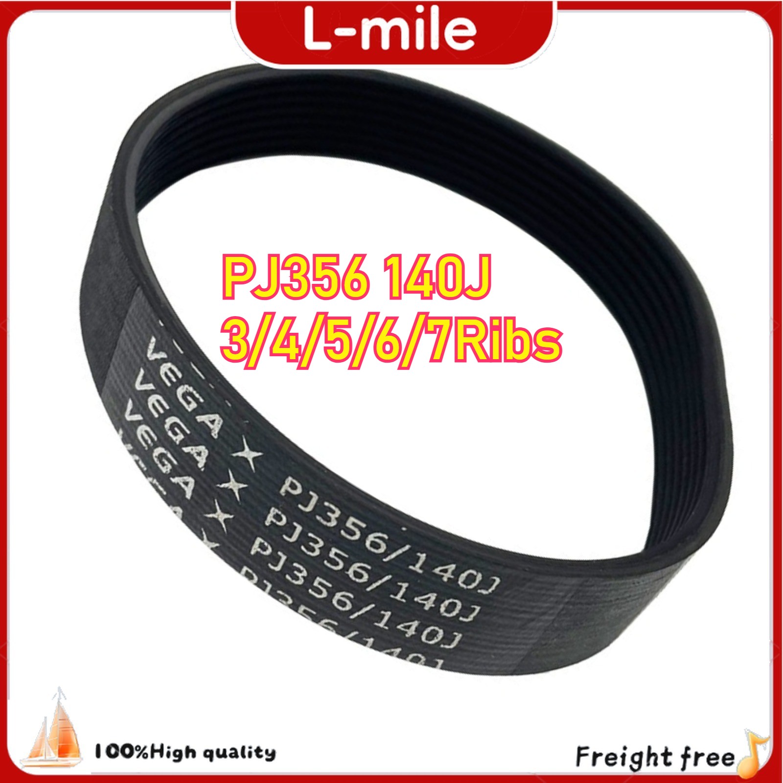 1PC  VEGA V-Belt PJ356 Model Motor Engine Belt 140J 3/4/5/6/7Ribs for DIY RC New