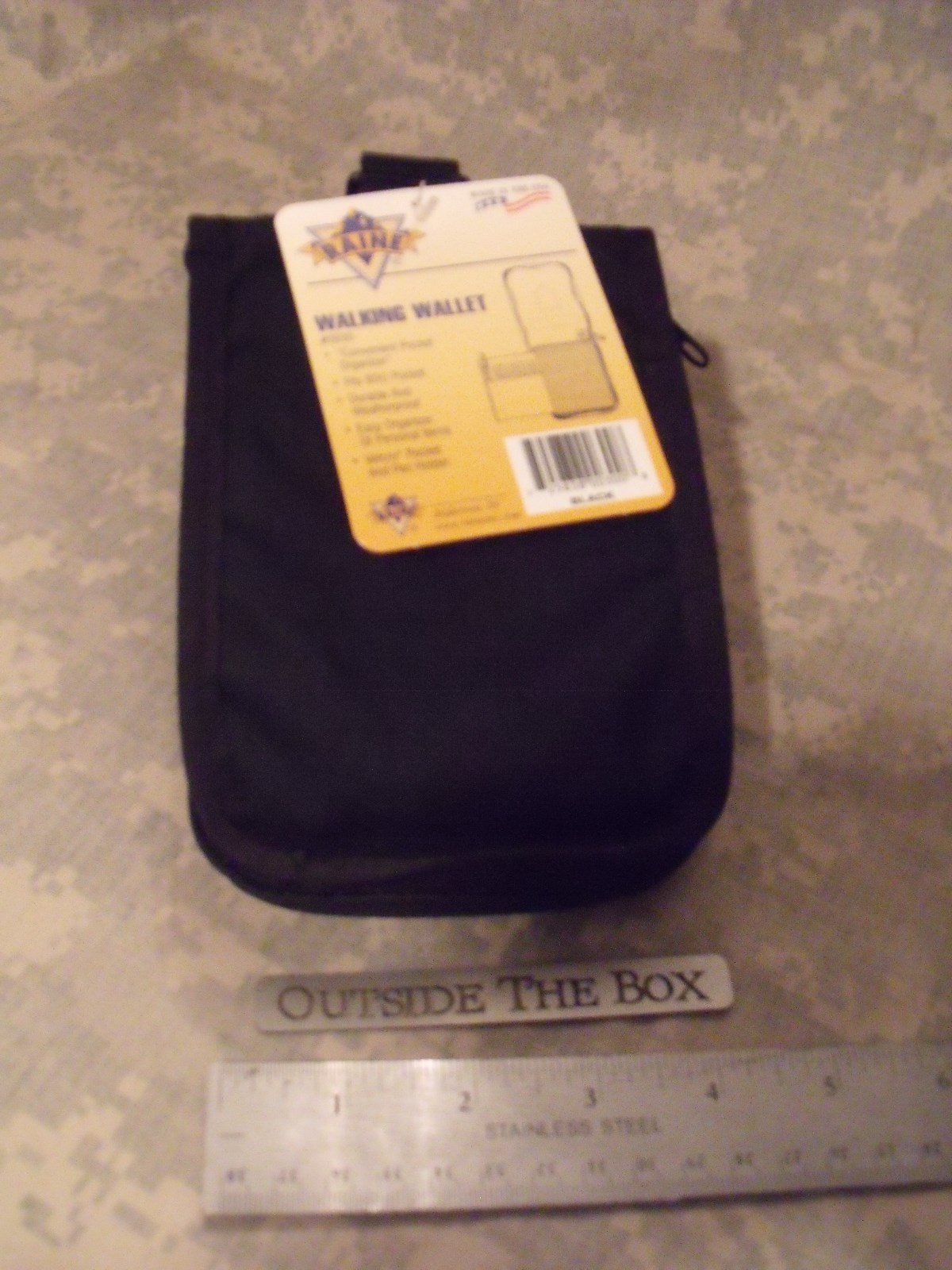 US Military "Walking Wallet"  4"x6" Notebook, BLACK nylon, Pen/Storage Pocket