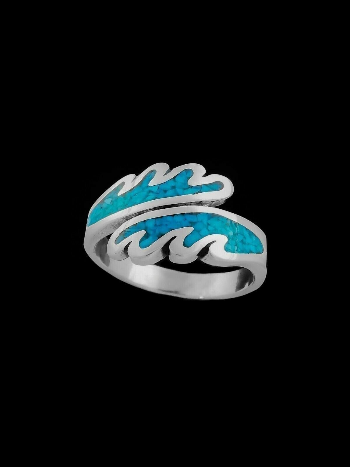 Surfer Wave Ring • Sterling Silver • Turquoise Accent • Beach-Inspired Jewelry