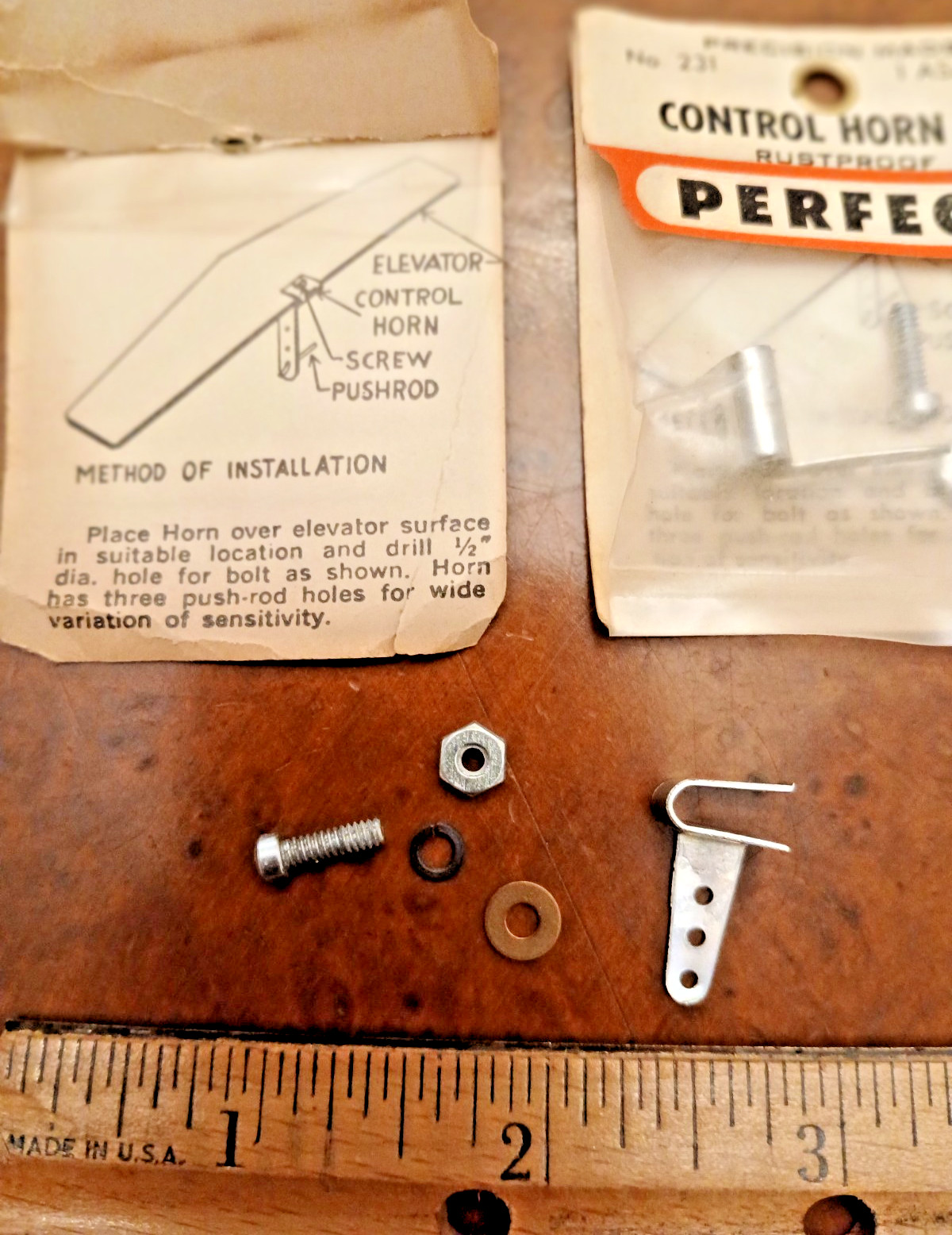PERFECT#231 CONTROL HORN, 2 SETS, NEW OLD STOCK