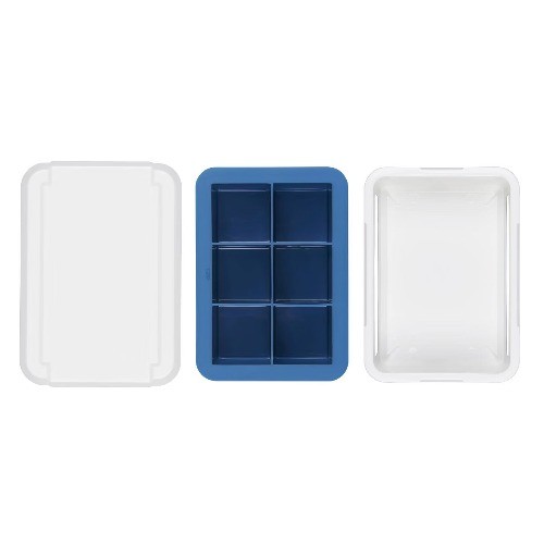 OXO Covered Ice Cube Tray Large Cubes: Silicone & Plastic, 6 Cavities