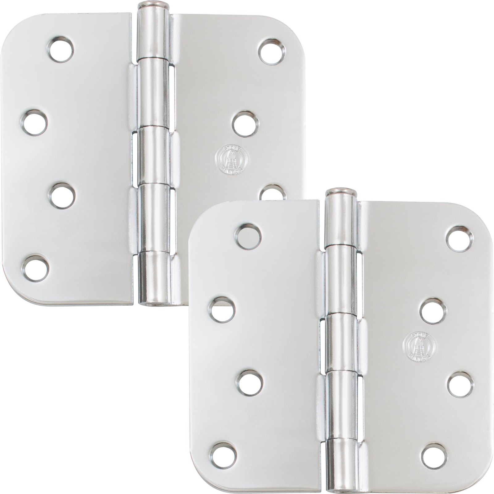 Standard Hinge, 4 Inches, 5/8" Radius Corner, 2-Pack, Polished Chrome by Stone H