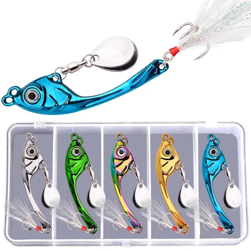 5Pcs Metal VIB Spinner Bait Tail Fishing Lures Lot Bass Trout Crankbaits Tackle