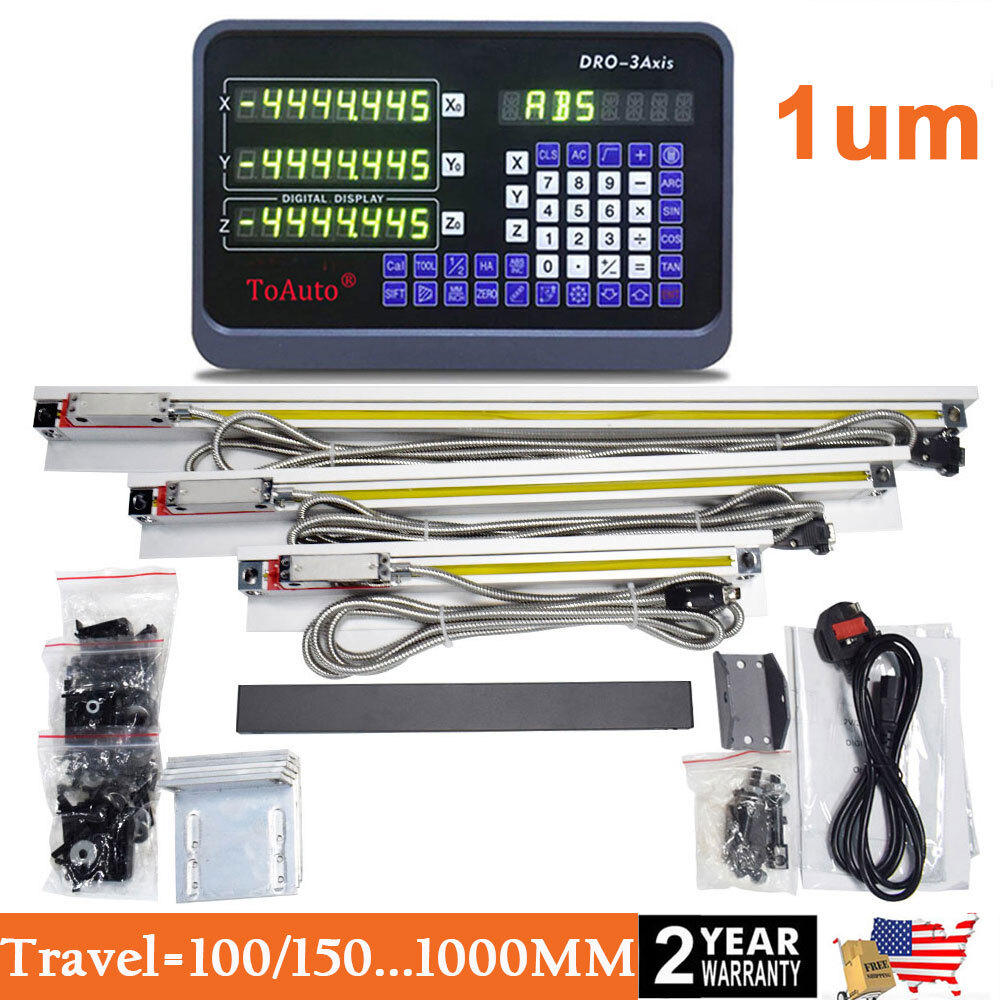 1μm Precision Linear Scale 4"-40" DRO 2/3 Axis Digital Readout for Milling Lathe