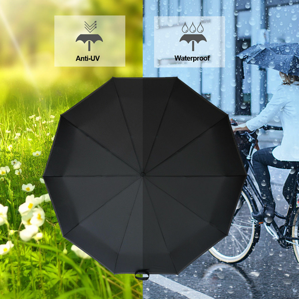 Automatic Umbrella Sun and Rain Anti-UV Windproof 3 Folding Compact Umbrella