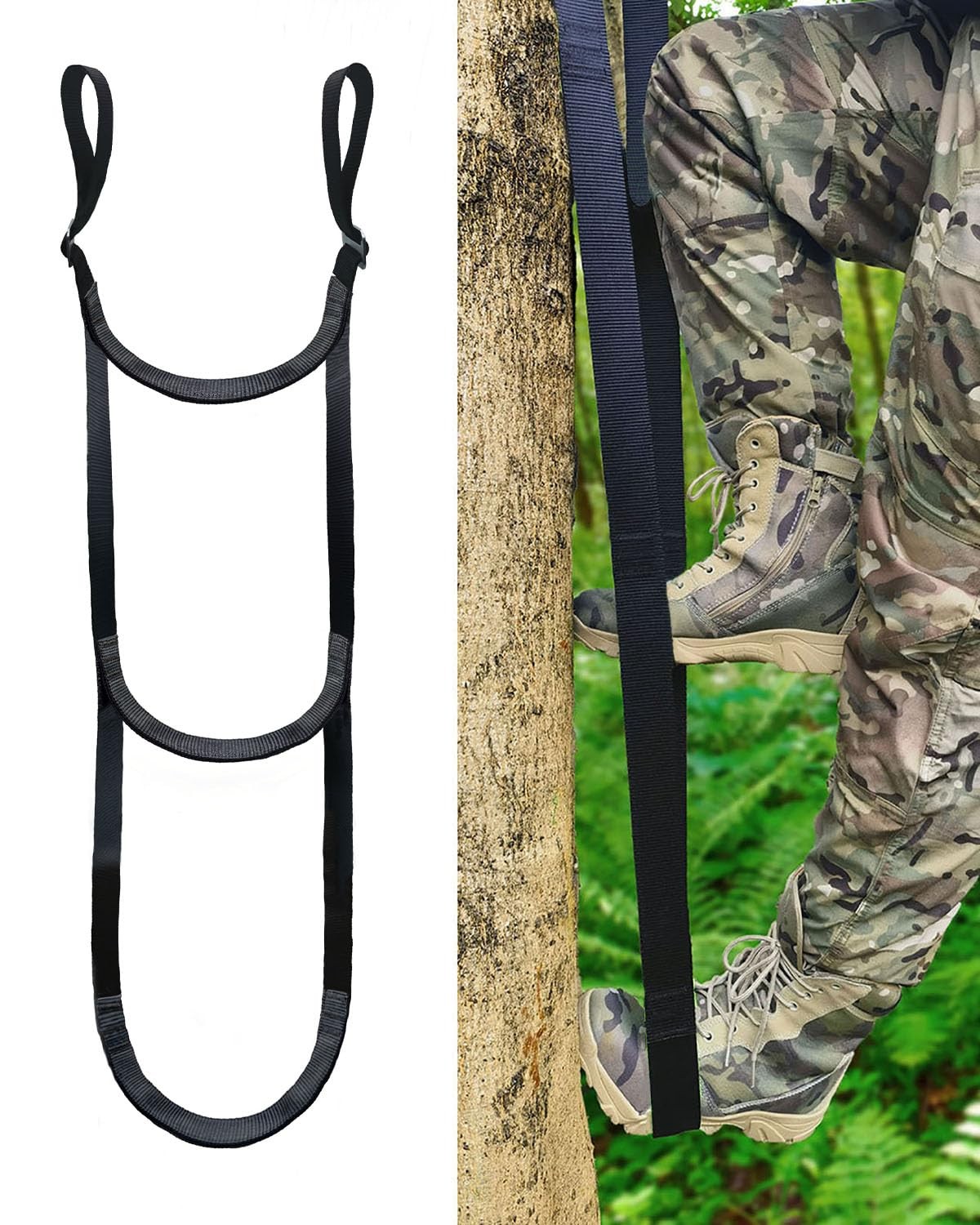 Climbing Aider, 3-Step Rope Ladder, Double-Thickened for Hunting Tree Steps &...