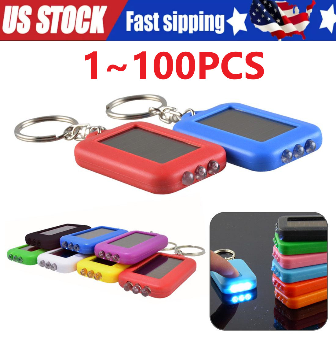 Mini Flashlight Solar Charging Key Chain Mini LED KeychainFlashlight Outdoor lot