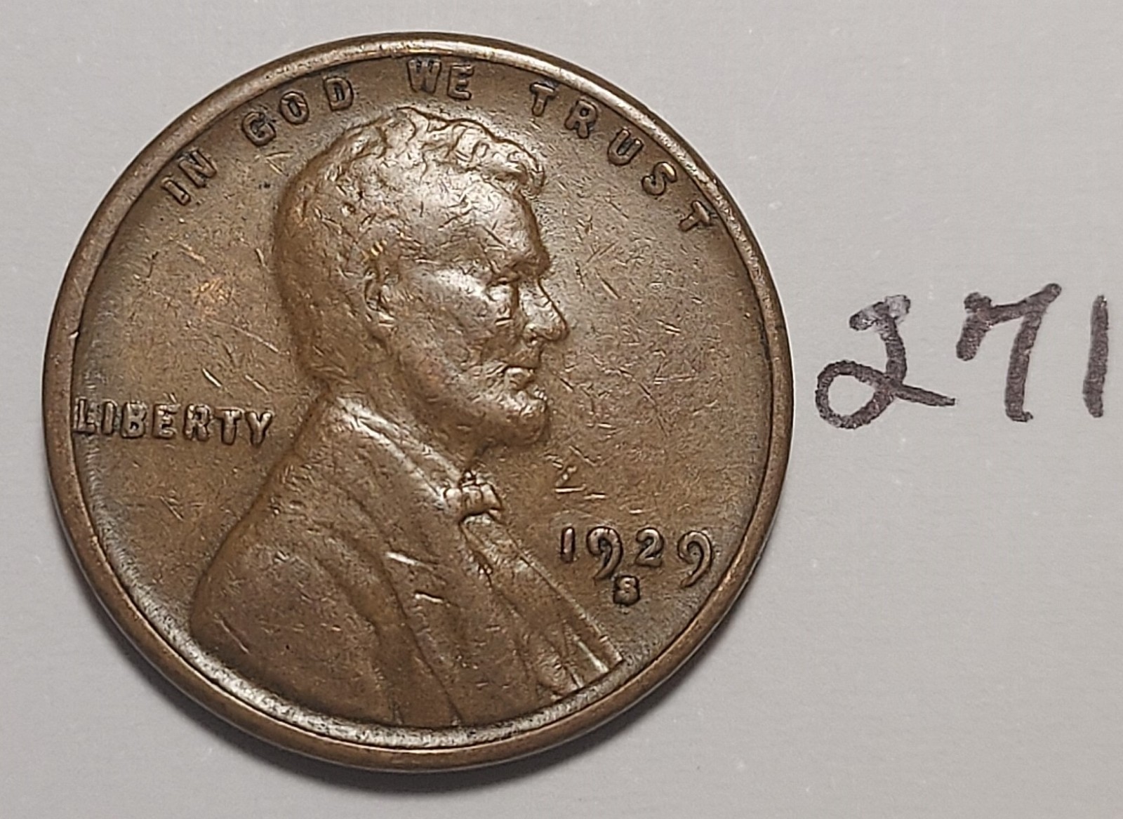 1929-S Lincoln Wheat Cent  VERY FINE  #271