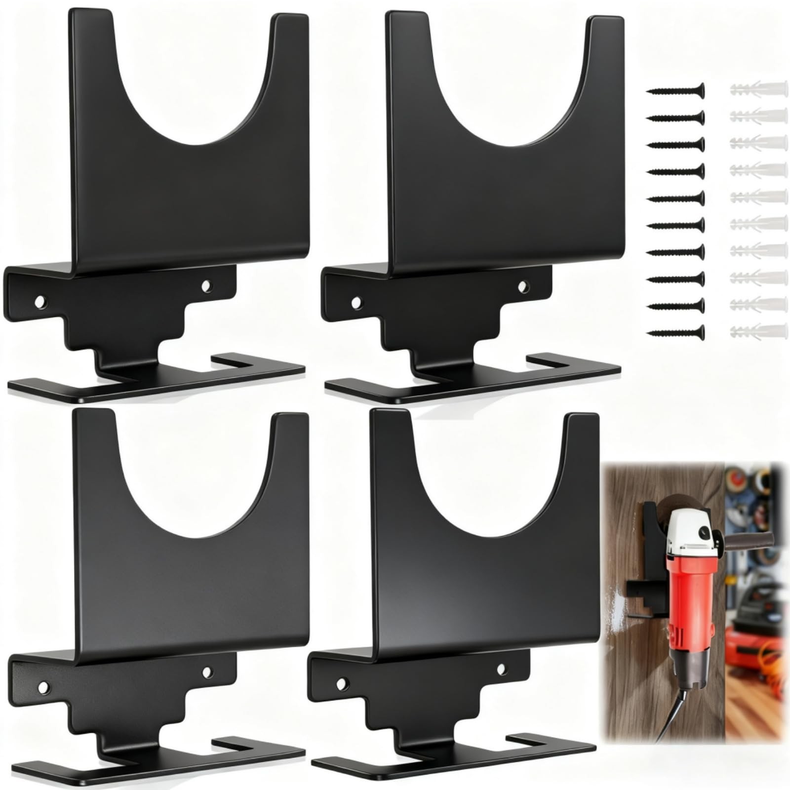 4 Pack Angle Grinder Holder, Wall Mount Bracket for 5 inch Grinder, Polisher ...