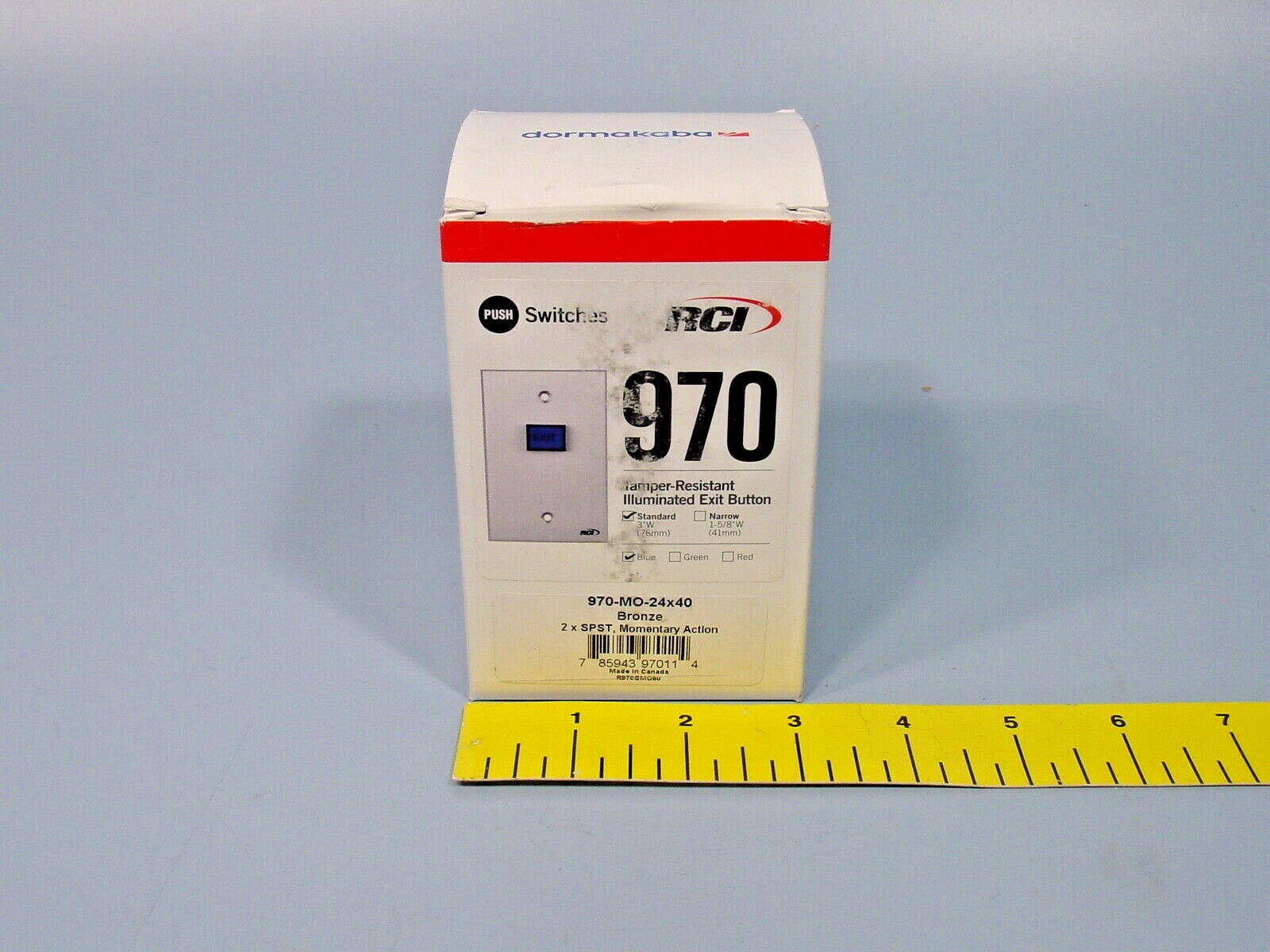 *RCI 970-MO-24x40 Tamper-Resistant Illuminated Exit Button