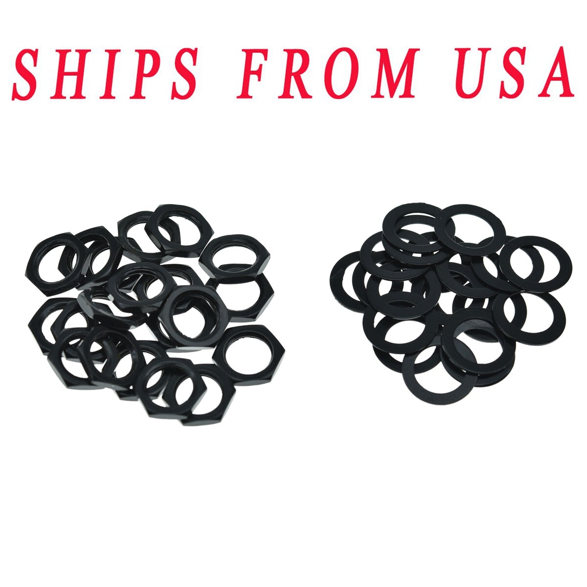 20pcs Guitar Input Output Jack Socket Nuts and Washer Metric Jack Nuts Black