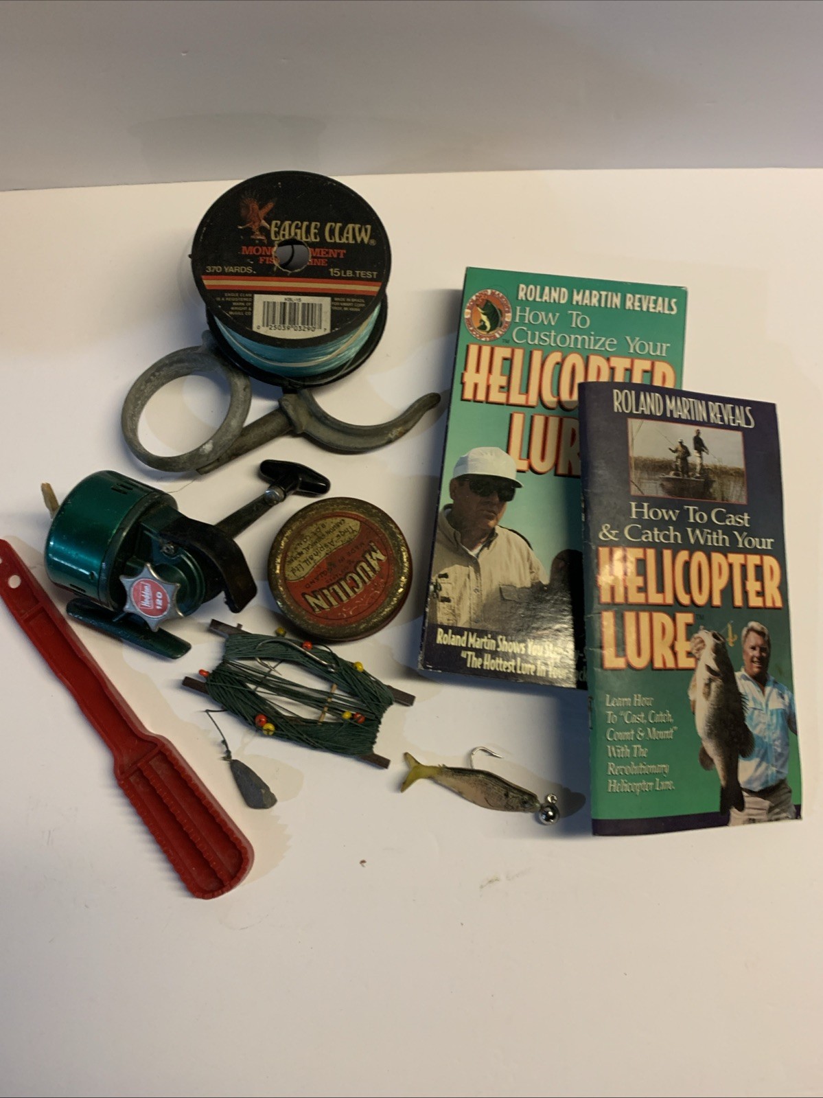 Vtg Freshwater Fishing Lot. Heddon 120 Reel, Oar Locks etc, See Pics!