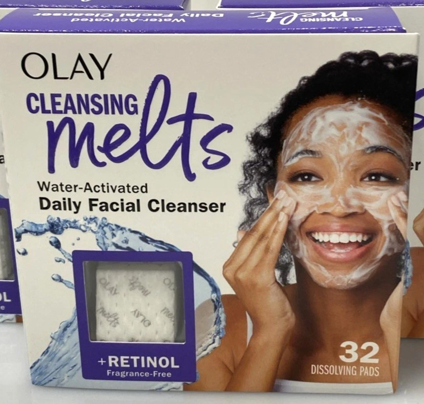 Olay Cleansing Melts Face Cleanser + Retinol 32ct Facial Cleaner /makeup removal