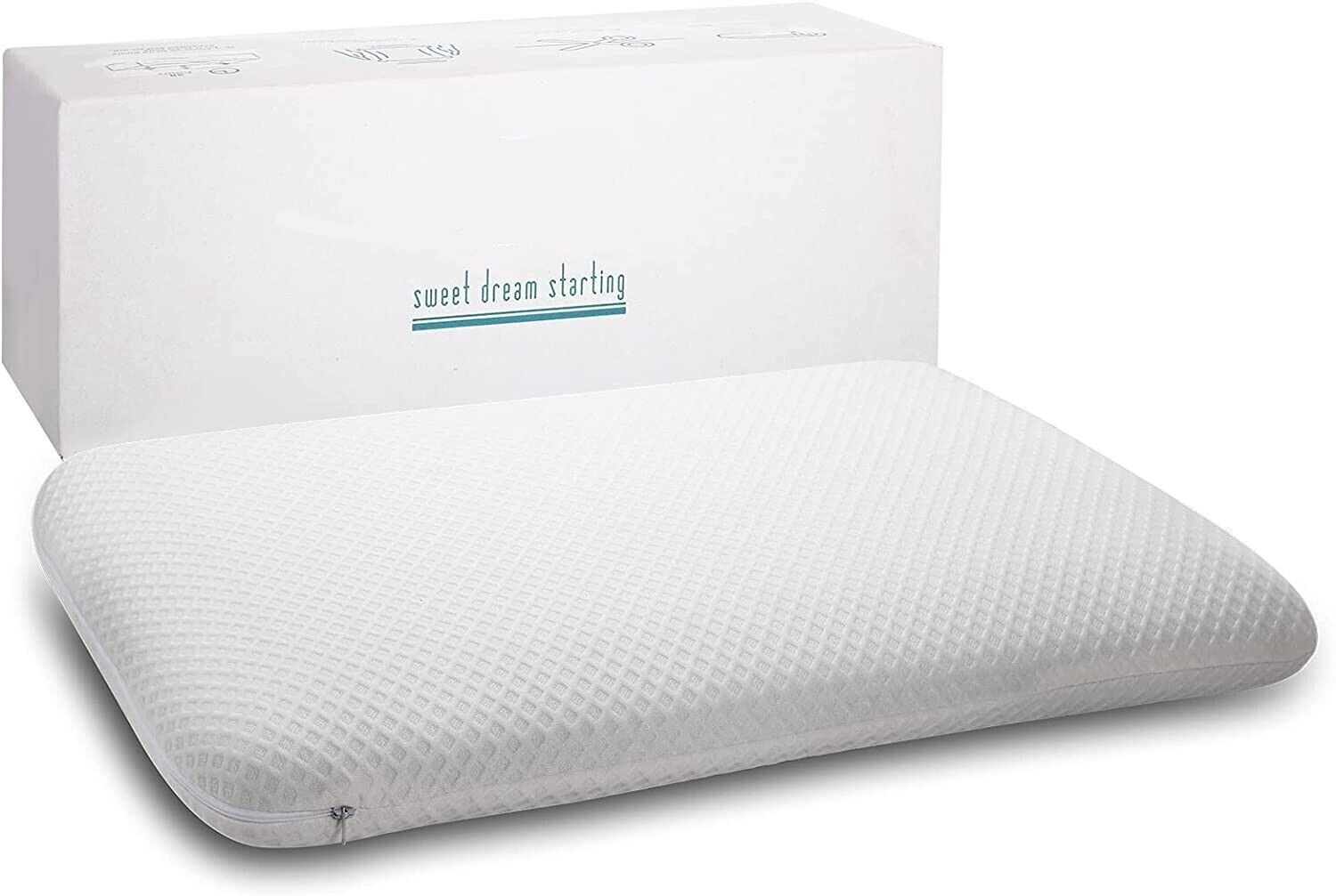 Ultra Slim 2.7" Memory Foam Pillow Gel Infused Flat Pillow for Stomach Sleepers