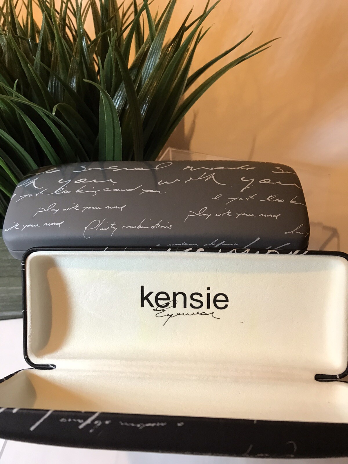Eyeglass Cases Kensie Hard Eyeglass Storage Sensual Letters Black & Grey (2)