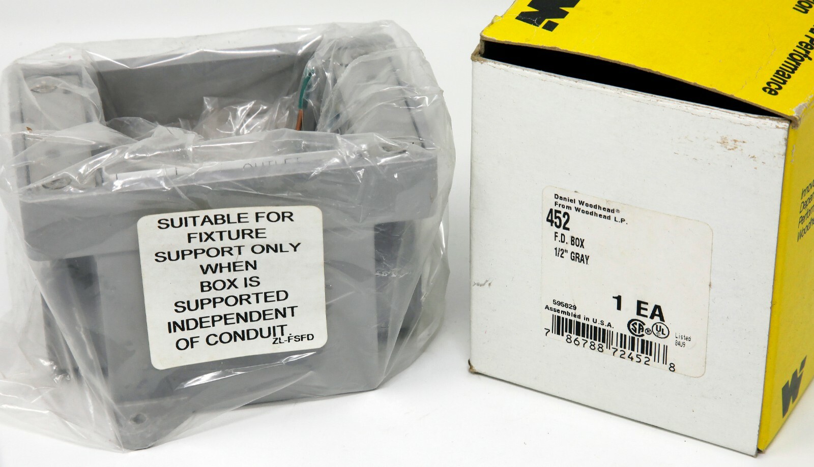 Woodhead 452 F.D. Box 1/2" Gray, New