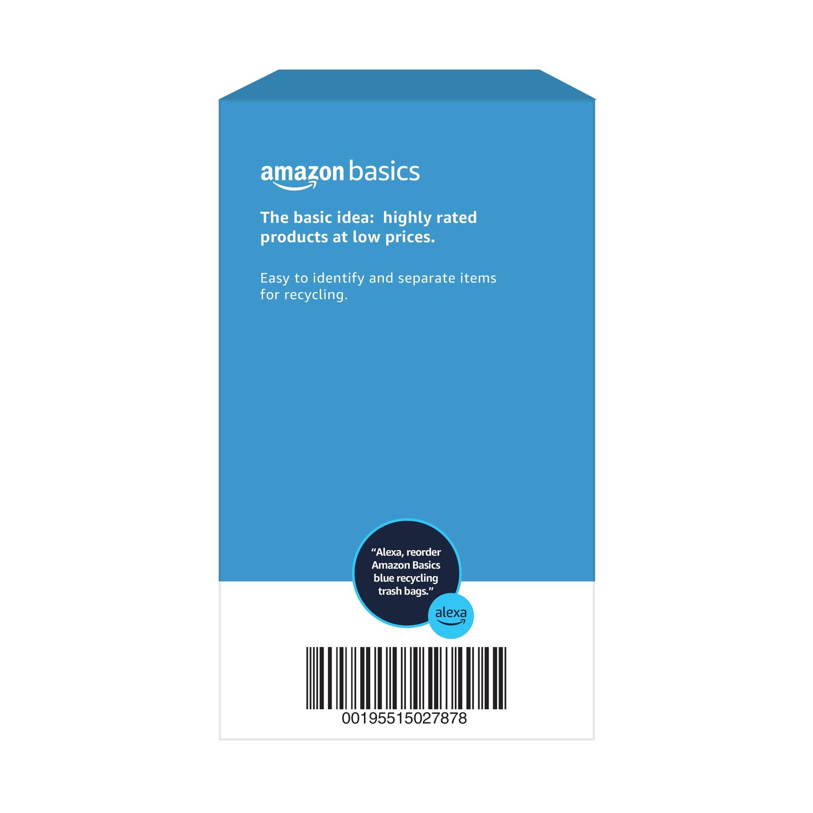 Amazon Basics Blue Recycling Drawstring Trash 60 Count (Pack of 1),