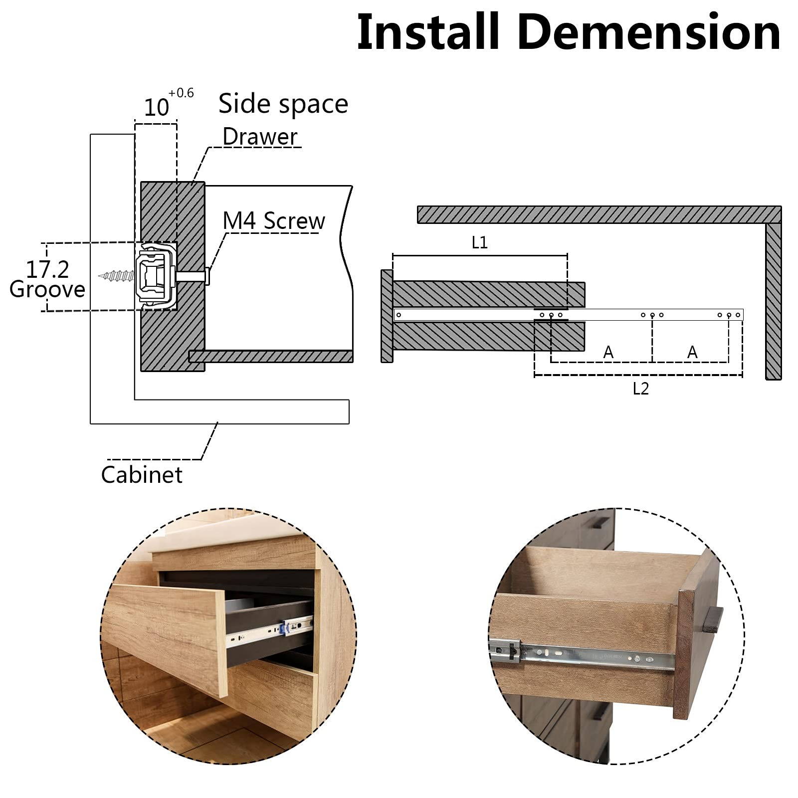 Suiwotin 12 Inch Drawer Slides, Metal Slide Small 12" - 2PCS, Style 1