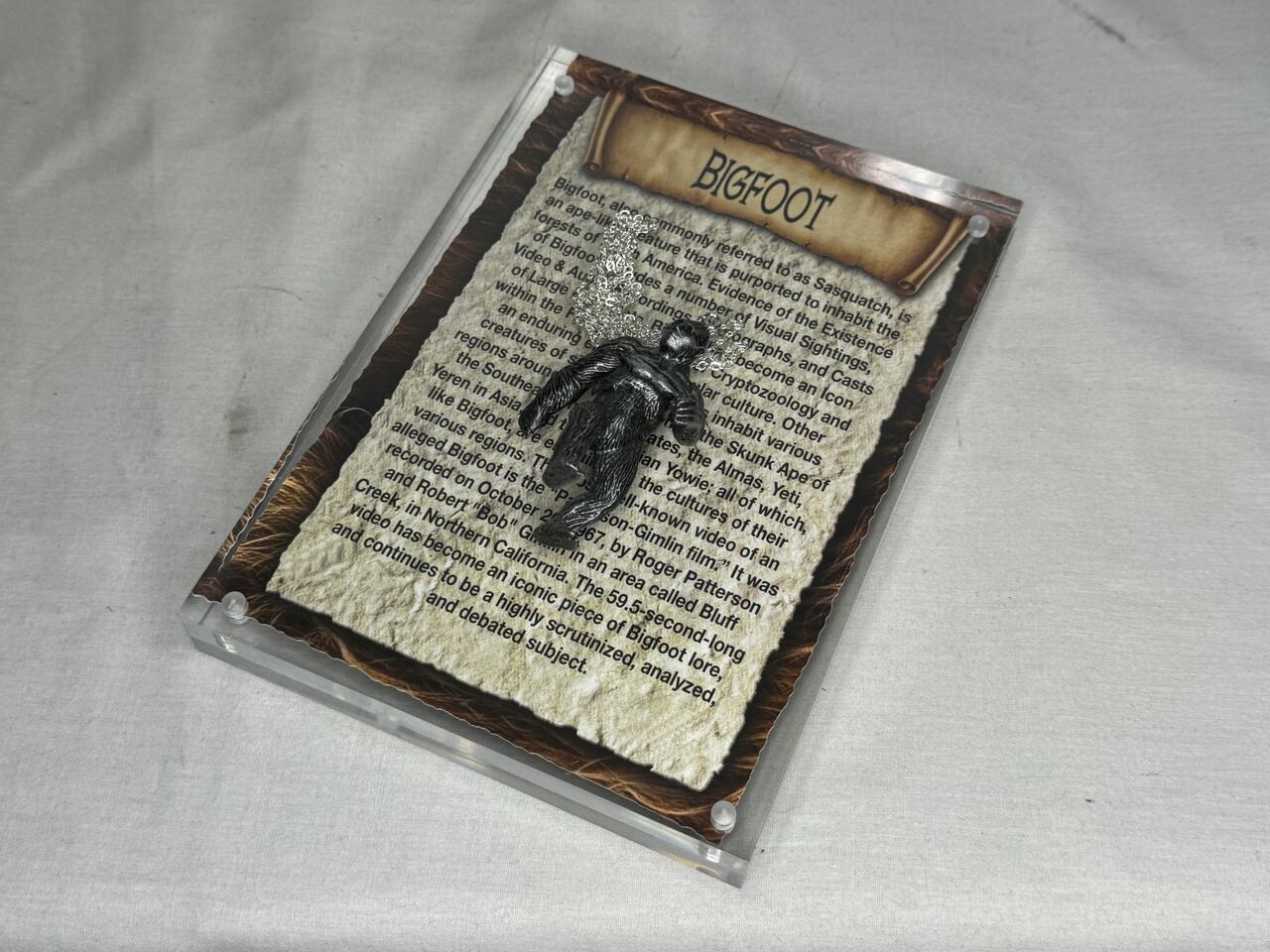 Bigfoot, Yeti, Pendant, Metal, Contains Real Artifacts, Plaque, Free Book