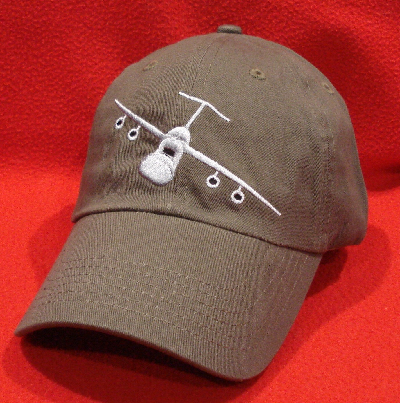 USAF C-5 Lockheed Galaxy aircraft ball cap, low-profile Olive Drab aviator hat