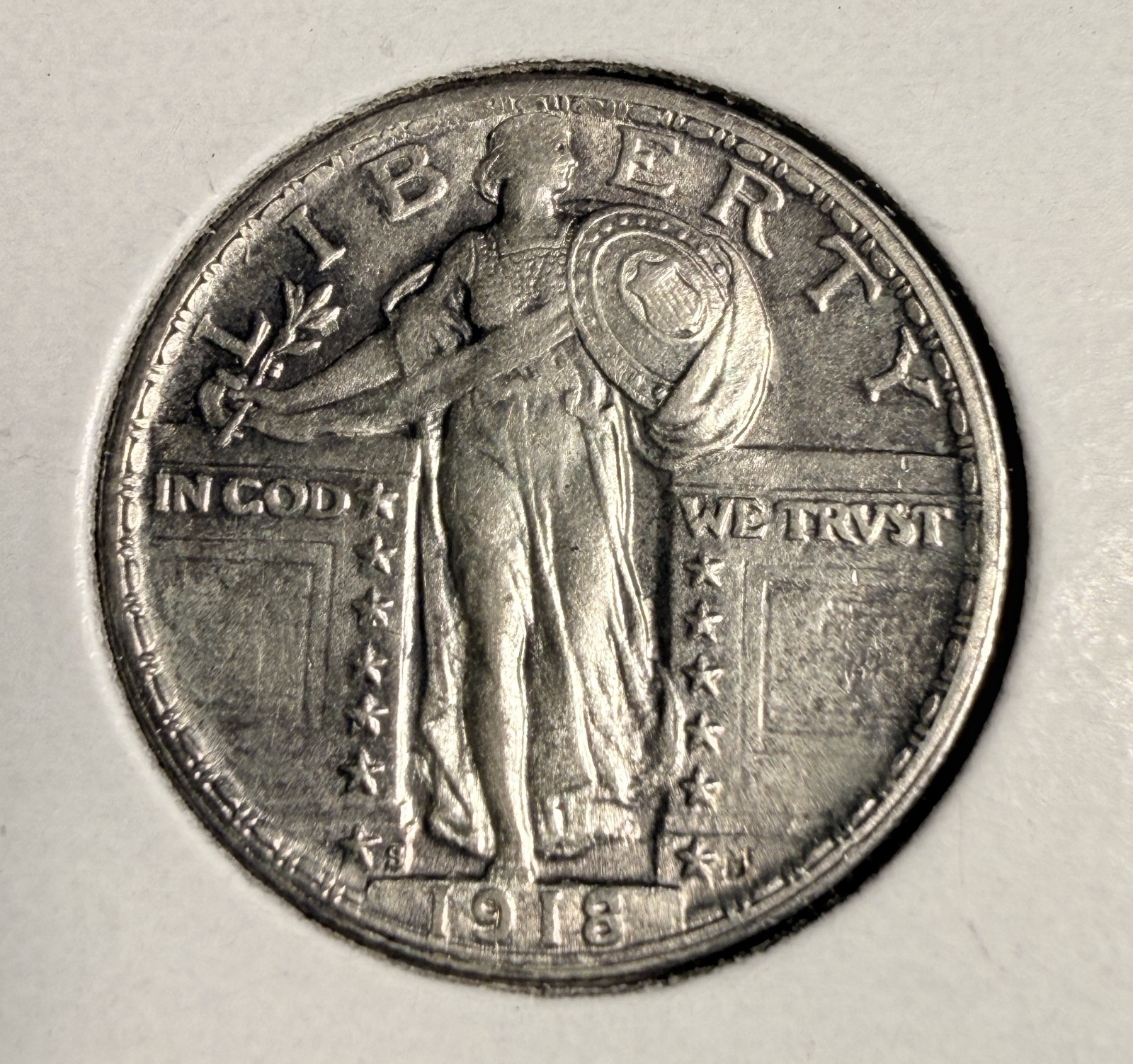 1918-S Standing Liberty Quarter, Choice AU+ FH.  (20188)
