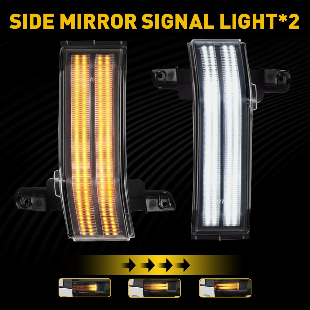 LED Clear Switchback Tow Mirror Signal Lamp For 14-18 Chevy Silverado GMC Sierra
