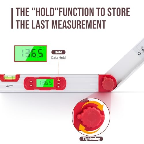 16-Inch Digital Angle Finder with MTR & COM, 0–220° Protractor with Backlit
