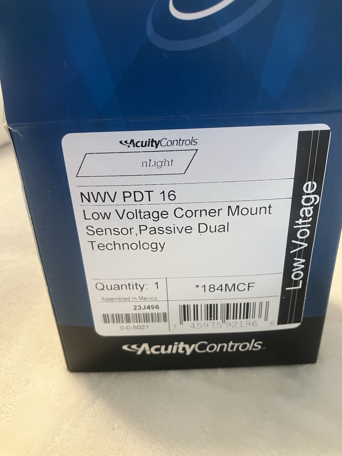 ACUITY Controls NWV PD 16 184 MCE 184 MCF 220TR1 motion sensor