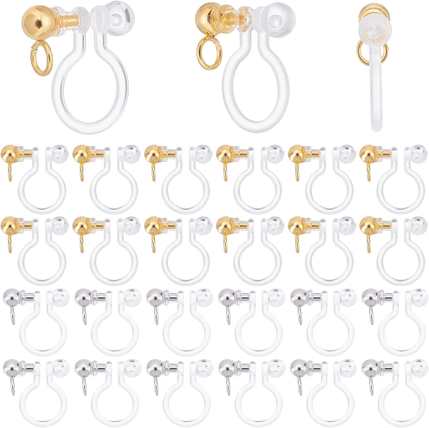 24Pcs Transparent U Type Earring Findings Alloy Invisible Clip on Earring Conver