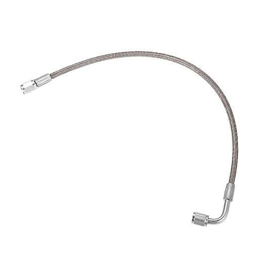 AN3 Braided Steel Turbo Oil Feed Line 90 Degree to Straight Hose End, 16 Inch