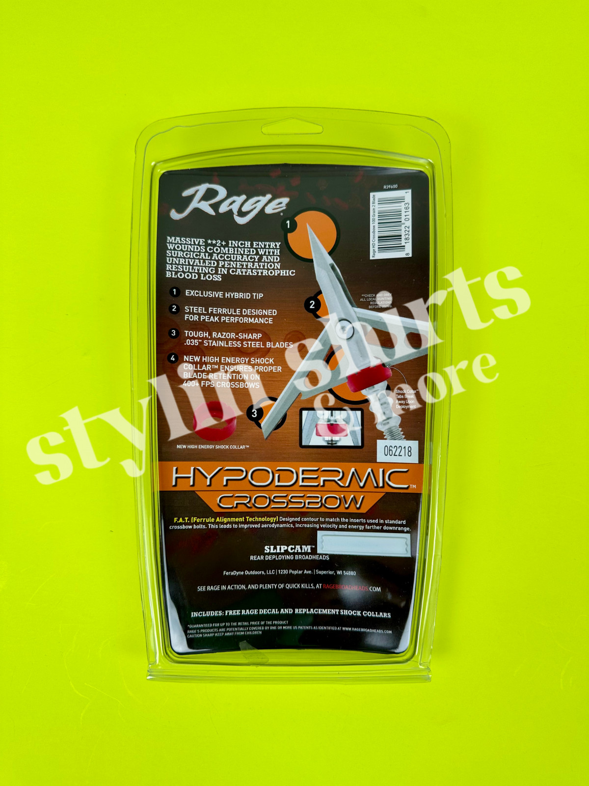 2 Rage CROSSBOW HYPODERMIC w/ Practice Point 2 Blade Broadheads 2" Cut 100 grain