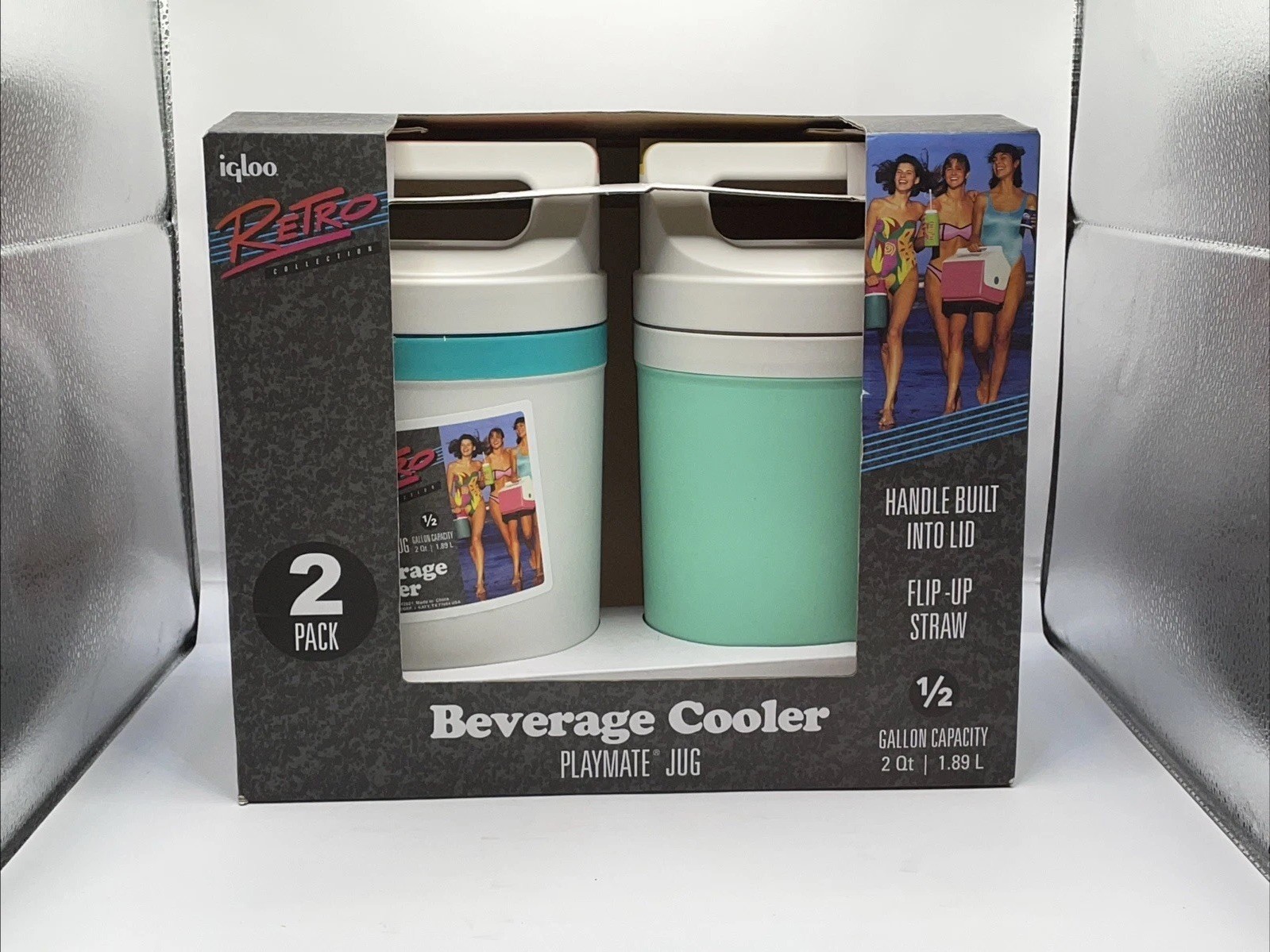 IGLOO Jug Retro Collection Playmate Beverage Cooler 1/2 Gallon 2 Pack