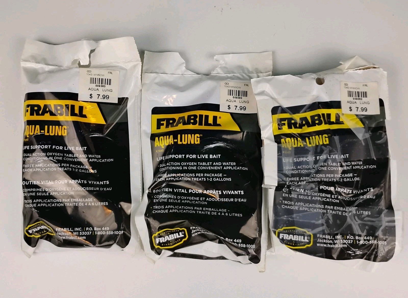 Lot- Frabill Aqua-Lung Life Support Live Bait Tablets 3 Count Conditioning READ