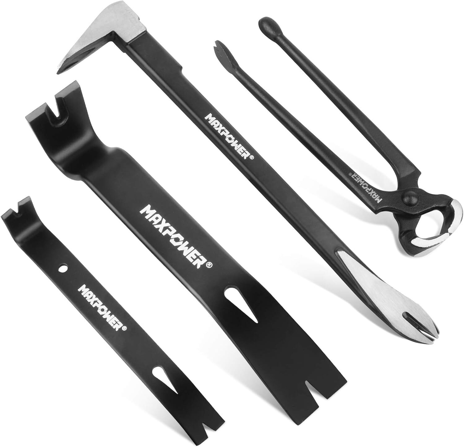 4Pcs Pry Bar Set Utility Claw Nail Puller Crowbar Heavy Duty Tool for Home DIY