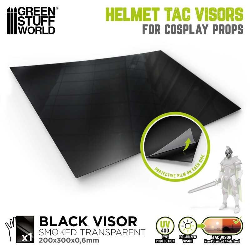 Cosplay Helmet TAC Visor - Smoked black - TAC Visor Sheets for Cosplay Helmets