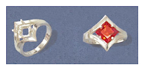 7mm Square Side-Set Sterling Silver Pre-Notched Ring Setting Size 7