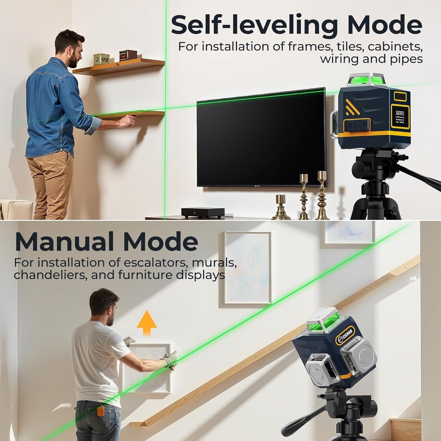 Rechargeable Green Laser Level Tool for Precise Alignment