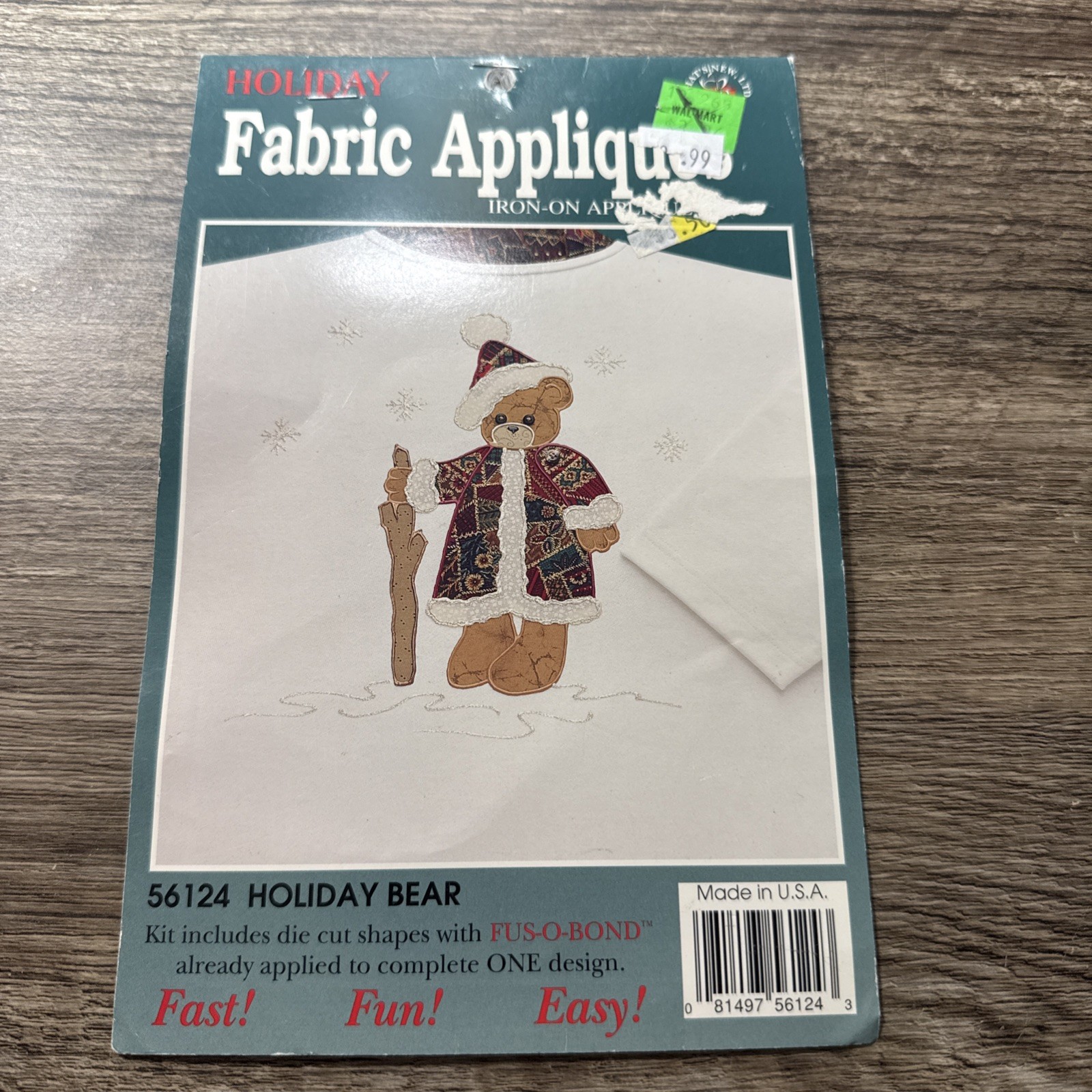 1995 Holiday  Bear  Fabric Applique