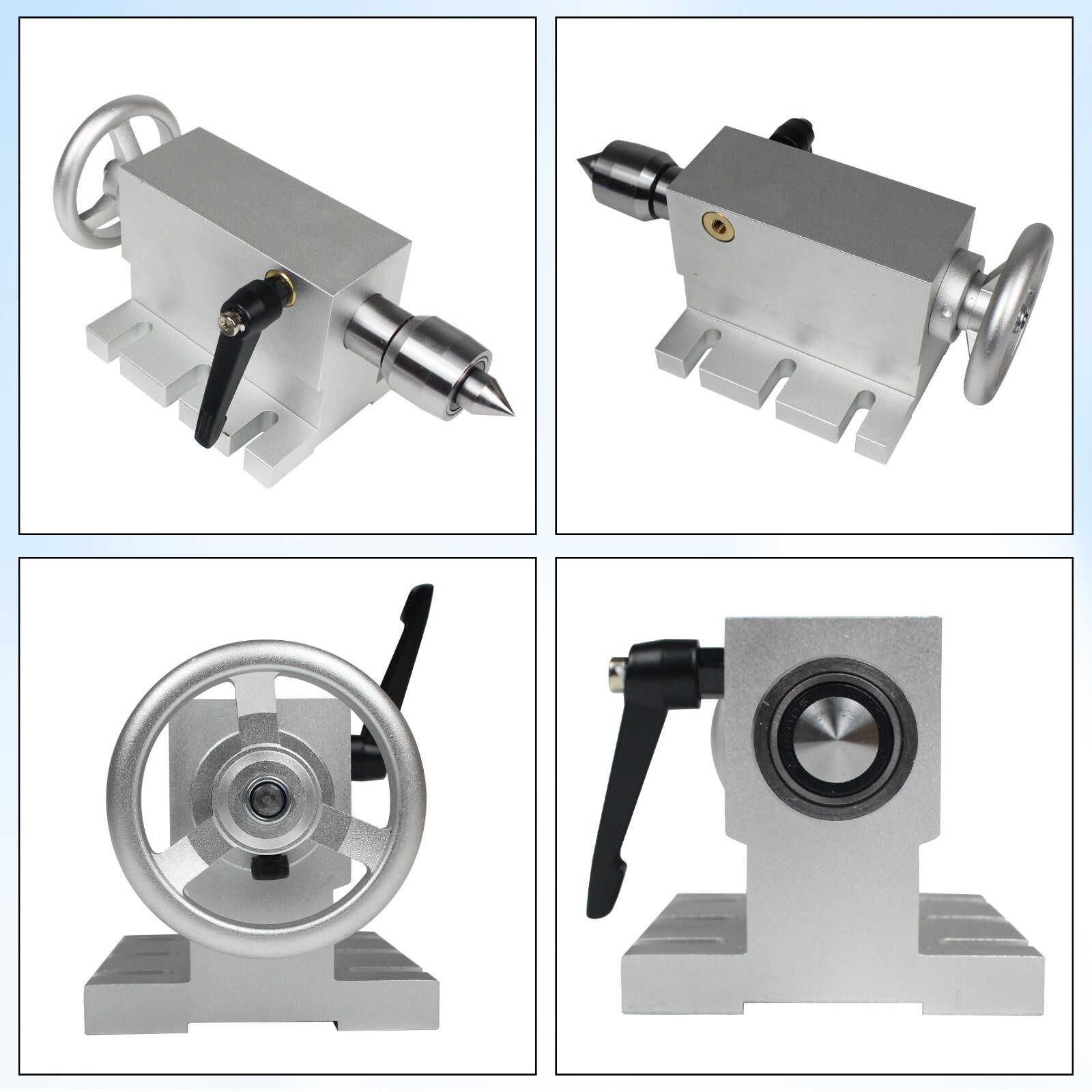 【US】65mm MT2 Lathe Center Tailstock with 4pcs Replaceable Heads For CNC Router