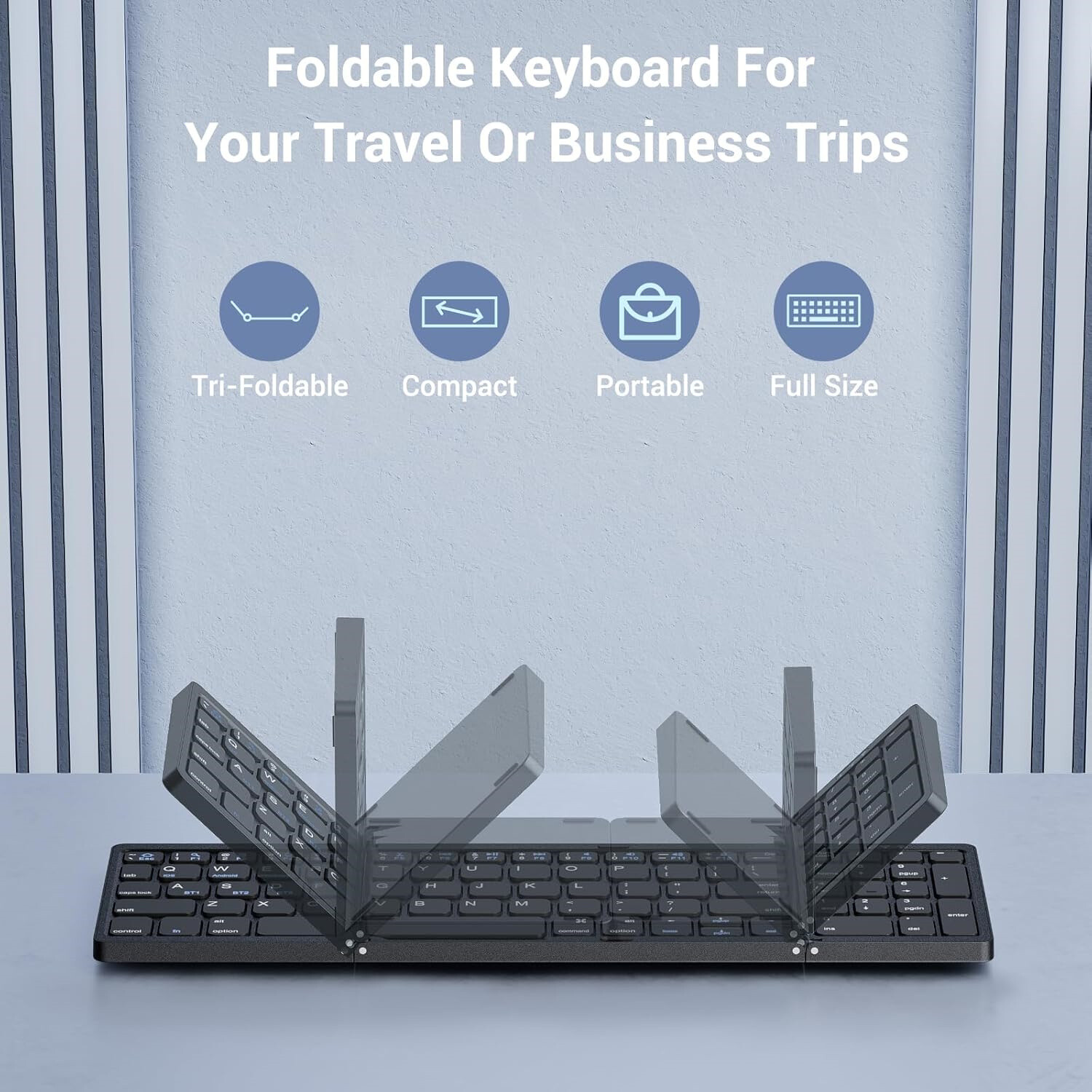 Portable Foldable Rechargeable Travel Bluetooth Keyboard and Mouse Black