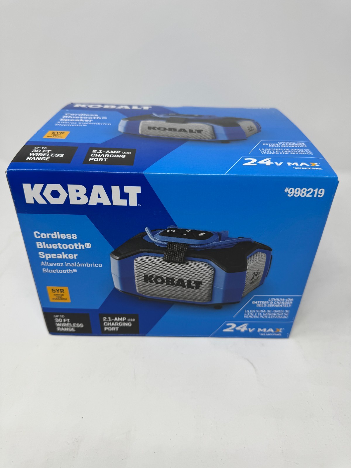 New Kobalt 24V Max 10W Bluetooth Outdoor Cordless Speaker KBTS 124B-03 #998219