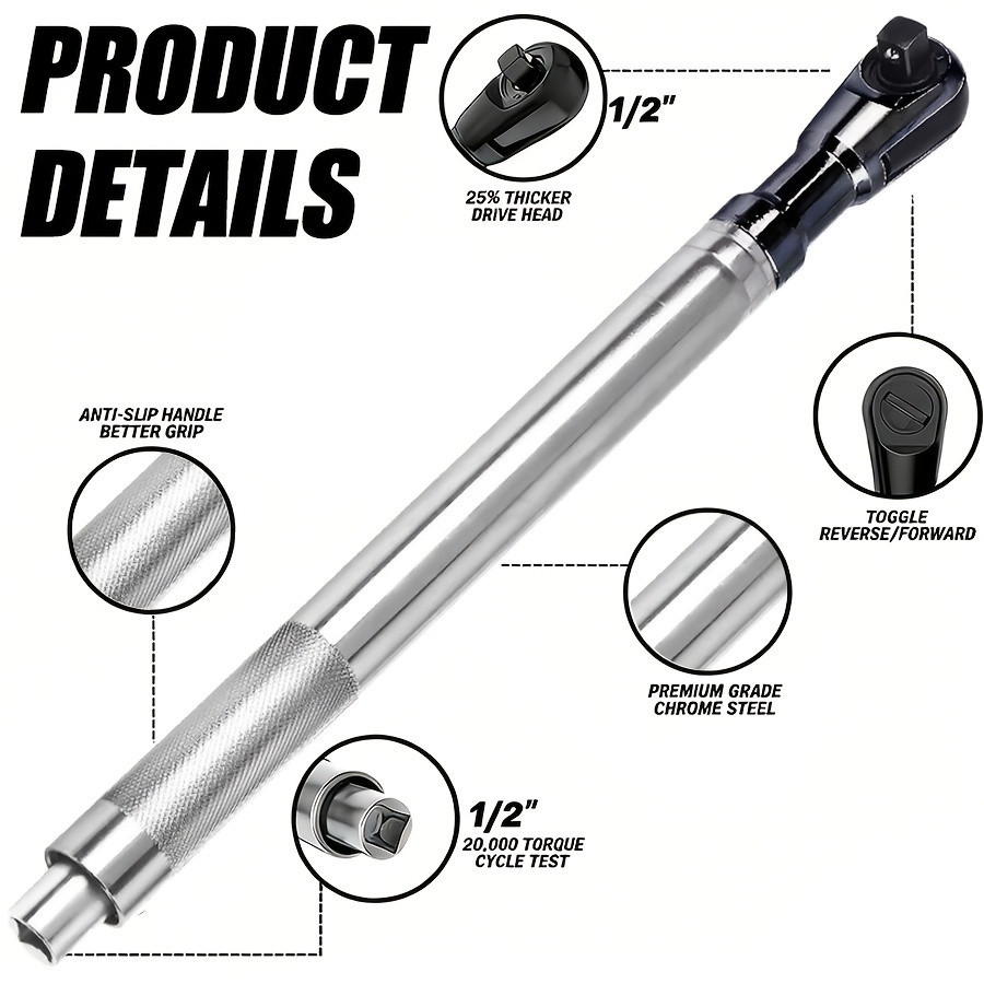 1/2" Offset Extension Wrench for Impact Drills, Ratchet Extended Wrench, Electri