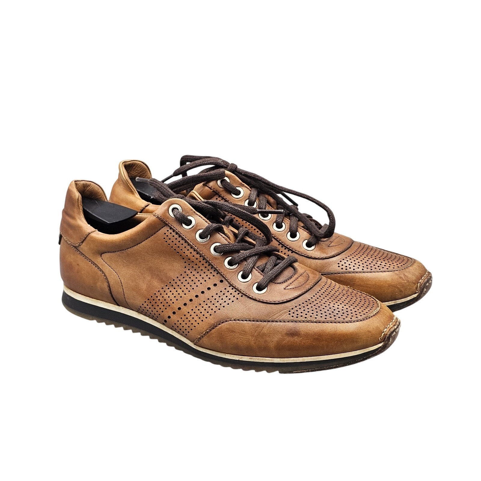 Magnanni Men's Size 8.5 M GUC Pueblo Brown Leather Lace Up Sneakers Shoes