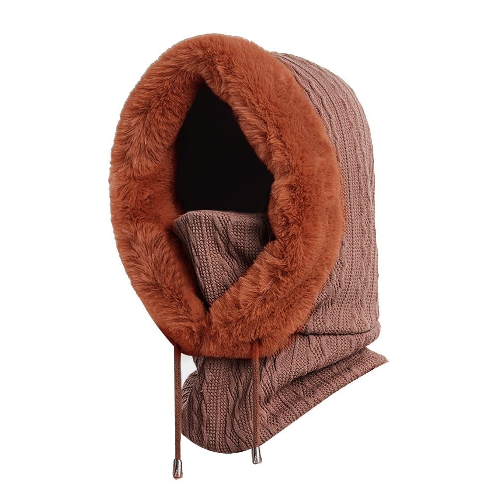 Balaclava Hats for Women Cold Weather Thick Fluff Hats Adult Neck Face Cover ...