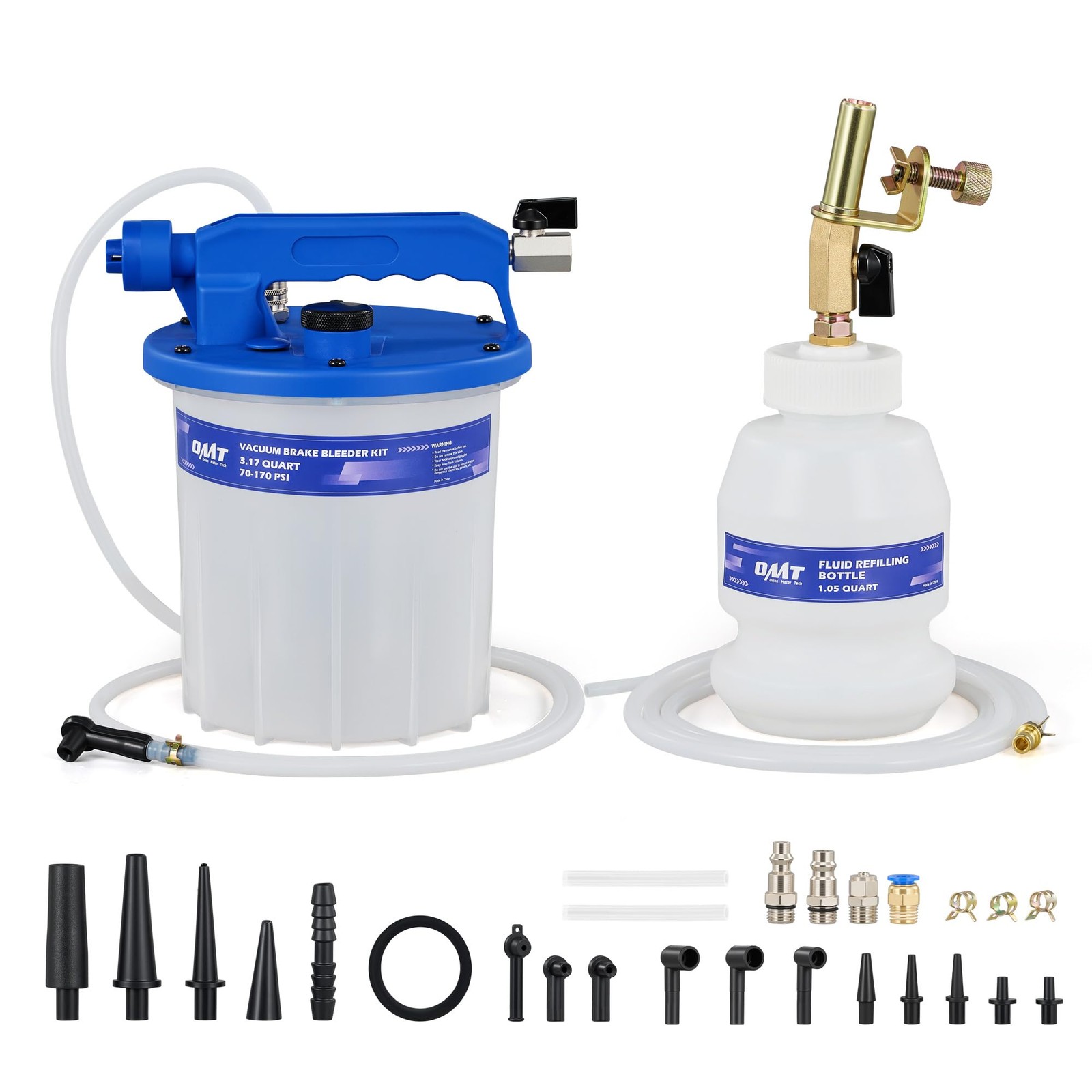 Orion Motor Tech 3L Vacuum Brake Bleeder Kit, Pneumatic 3L, Blue, White